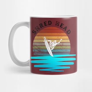 Retro Sunset With Surfer On The Open Wave Mug